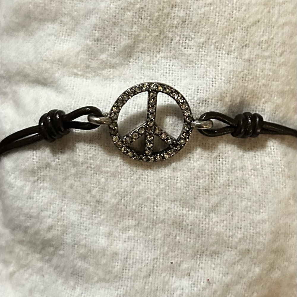 Fossil Vintage Peace Symbol Bracelet with Rhinestones.
